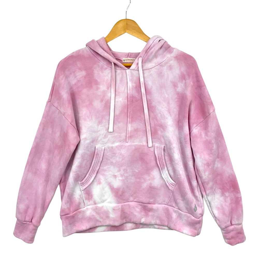 Free People Tie Dye Hoodie Work It Out Womens Small Pink Fleece FP Movement
